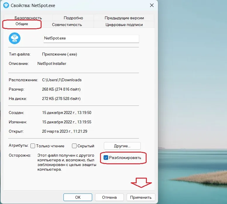 разблокировать объект в свойствах windows 11